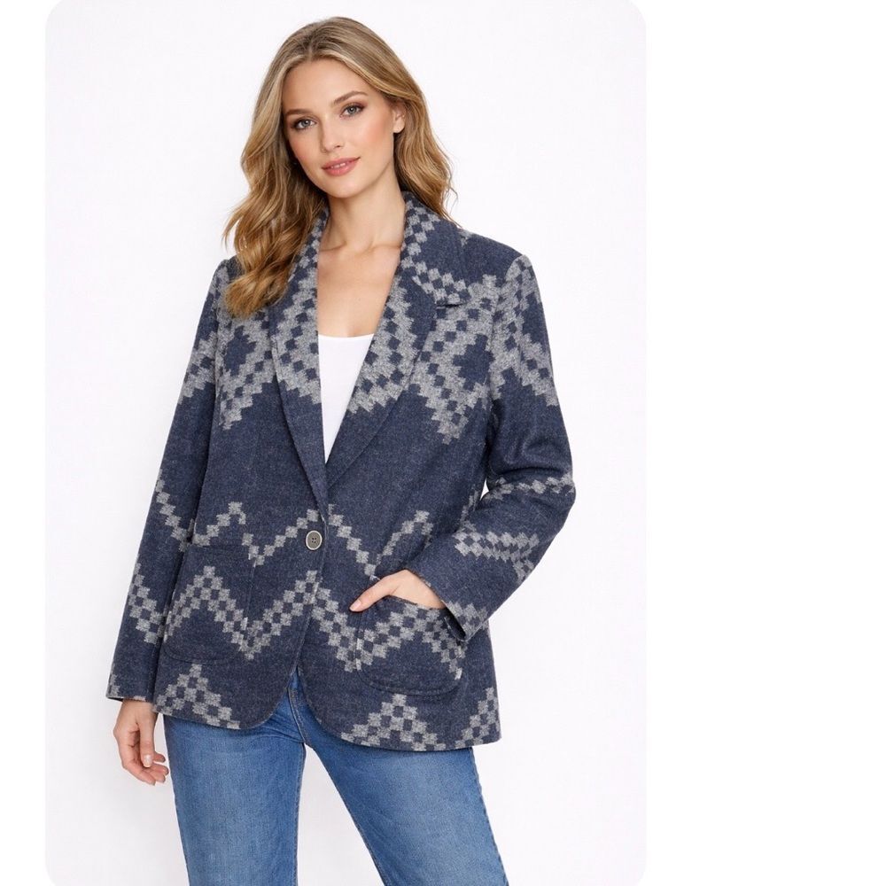 Vintage PENDLETON Wool Aztec Southwest Geometric Blazer Coat Jacket Womens XL